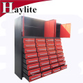 Powder coated red drawers storage cabinet with wheels